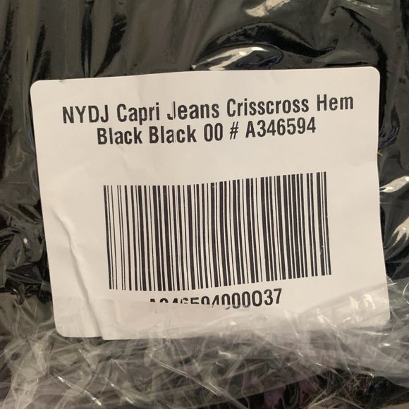 NWT NYDJ CRISS CROSS HEM SLIM CAPRI JEANS BLACK 00 & 2 - Picture 7 of 11